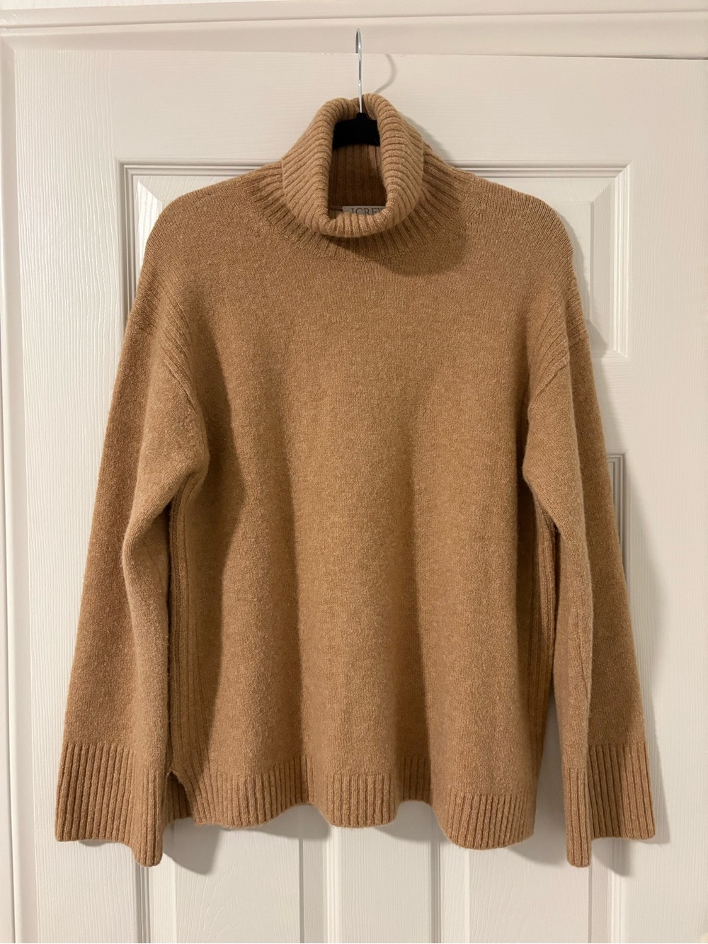J.CREW Women's Turtleneck Sweater Camel Tan Oversized Wool Alpaca Blend Small